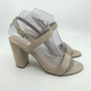 BP Platform Sandal Heels Tan WMNS US 7.5 Beige Strappy Slingback Open Toe Pumps